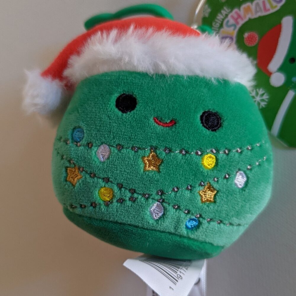 NWT 3.5" Andy the Christmas Tree Santa Purse Clip On Squishmallows Holiday Mini